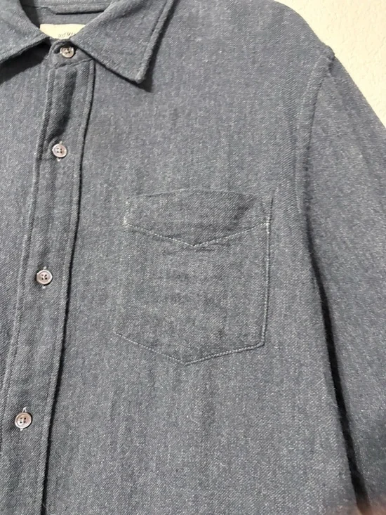 Men’s Buck Mason Dark Charcoal Brushed Cotton Button-Down Long Sleeve Shirt L - Picture 4 of 13